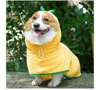 Dog Cat Cape Winter Warm Coral Fleece Pet Absorbent Bathrobe,Fast Drying with Back and Tail Width Adjustable Cute Animal Cat Hoodie Dog Clothes Costumes (Yellow/Green,Small)