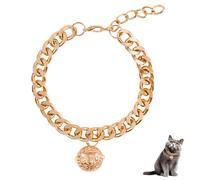 Dog Cat Collar with Bell, Gold Cat Chain Collar Cute Charm Pet Necklace Adjustable Pendant Kitten Collar Accessories for Kittens Puppies Gift 13.8 Inch