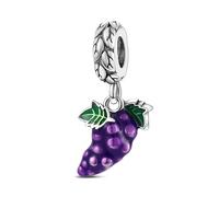 Dog Cat Egyptian Pyramid Luck Jesus Mother Daughter Birthday Charm Bead Pendant 925 Sterling Silver Compatible With Pandora Charm Moments Bracelet (Grapes Wine Fruit)