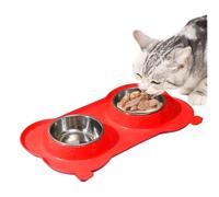 Dog Cat Feeder Bowl - Anti Spill Food Water Set, Adjustable Portion Dish, Stable Non Skid Base, Easy Wash Removable Design | Practical Feeding Station Puppies Kittens Exercise Home Use