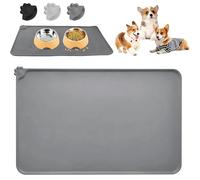Dog Cat Feeding Mat, Non Slip and Waterproof Silicone Pet Food Mat, Spill Proof Dog Cat Bowl Mats, Washable Pet Placemat Food Bowl Tray for Dogs Cats Pets Keep Floors Clean(Grey)