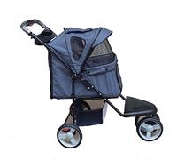 Dog Cat Foldable Carrier Strolling Cart 3 Wheel Trolley, for Medium Small Pet Max Loading 15kg (Blue)