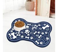 Dog & Cat Food Mat Bone Shaped Pet Feeding Mat Quick Absorb Water Bowl Placemat with Rubber Backing Indoor Floor Stain Resistant Pet Accessory Supplies (Blue, 16x24 Inches)