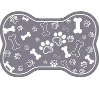Dog Cat Food Mat,Rapid Absorbent Pet Feeding Mat, Bone Shaped Dog Placemat Water Bowl Mat with Rubber Backing,No Stains Dog Cat Food Mats Indoor, Pet Accessories Supplies 23"x36" Dark Grey