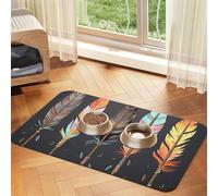 Dog Cat Food Mats Absorbent Pet Feeding Mat Quick Dry Dog Water Dispenser Mat Non-Slip Dogs Placemat Feather Arrows Cats Food Bowl Mats Cat Feeder Pad Pet Accessories 11.8x17.7in