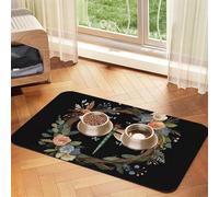 Dog Cat Food Mats Absorbent Pet Feeding Mat Quick Dry Dog Water Dispenser Mat Non-Slip Dogs Placemat Image of Dragonfly in Wreath Cats Food Bowl Mats Cat Feeder Pad Pet Accessories 11.8x17.7in