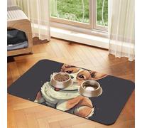 Dog Cat Food Mats Absorbent Pet Feeding Mat Quick Dry Dog Water Dispenser Mat Non-Slip Dogs Placemat Cute Corgi Dog Illustration Cats Food Bowl Mats Cat Feeder Pad Pet Accessories 11.8x17.7in