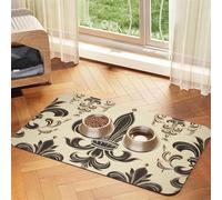 Dog Cat Food Mats Absorbent Pet Feeding Mat Quick Dry Dog Water Dispenser Mat Non-Slip Dogs Placemat Fleur-de-Lis and Coat Arms Knight Cats Food Bowl Mats Cat Feeder Pad Pet Accessories 15.7x23.6in