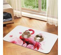 Dog Cat Food Mats Absorbent Pet Feeding Mat Quick Dry Dog Water Dispenser Mat Non-Slip Dogs Placemat Flamingo Watercolor Cats Food Bowl Mats Cat Feeder Pad Pet Accessories 15.7x23.6in
