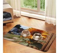 Dog Cat Food Mats Absorbent Pet Feeding Mat Quick Dry Dog Water Dispenser Mat Non-Slip Dogs Placemat Farm Sunflower Cats Food Bowl Mats Cat Feeder Pad Pet Accessories 11.8x17.7in