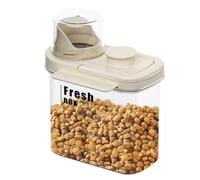 Dog Cat Food Storage Container - Transparent Sealed Insect-proof Moisture-proof Pet Food Storage Container, Portable Small Dog Food Container for Dry Food & Dry Feed (Beige Yellow, S/1.5L)