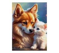 Dog Cat Friendship Jigsaw Puzzle, 1000 Pcs Indoor Adult Game | 38x26cm Cardboard, Brain Workout, Accurate Cutting, Adult Hobbyists, Stress Reduction