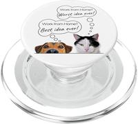 Dog & Cat Funny Humor - Work from Home? Best Idea Worst Idea PopSockets PopGrip for MagSafe