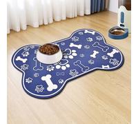 Dog Cat Mat for Food and Water,Rapid Absorbent Pet Feeding Mat, Bone Shaped Dog Placemat Bowl Mat with Rubber Backing,No Stains Pet Food Mats Indoor, Pet Accessories Supplies,Blue 12"×18"