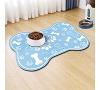 Dog Cat Mat for Food and Water,Rapid Absorbent Pet Feeding Mat, Bone Shaped Dog Placemat Bowl Mat with Rubber Backing,No Stains Pet Food Mats Indoor, Pet Accessories Supplies,Blue 17"×29"