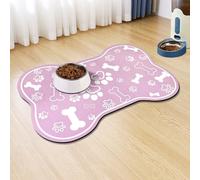 Dog Cat Mat for Food and Water,Rapid Absorbent Pet Feeding Mat, Bone Shaped Dog Placemat Bowl Mat with Rubber Backing,No Stains Pet Food Mats Indoor, Pet Accessories Supplies,Pink 12"×18"