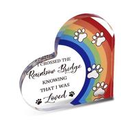 Dog Cat Memorial Gifts Acrylic Plaque for Loss of Dogs Cats I Crossed the Rainbow Bridge Acrylic Ornament Sign Pet Passing Away Condolence Keepsake Christmas Gift for Pet Owner Lovers