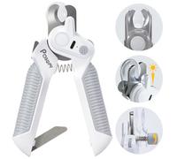 Dog & Cat Nail Clipper with 2 Adjustable Brightness LED lights, Safety Guard to Avoid Over-Cutting, Nail File, Extra Sharp Trimmer for Thick Pet Nails Grooming, Quick Sensor, Safety Lock, Rechargeable