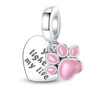 Dog Cat Paw Color Changing Glow In Dark Four Leaf Clover Lucky Elephant Sunflower Charm Bead Pendant 925 Sterling Silver Compatible With Pandora Charm Moments Bracelet (Glow In Dark Paw)