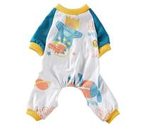 Dog Cat Pet Clothes Warm Soft Cozy Pajamas Cute Cartoon Space Flower Print Winter Outfit Comfortable Wear (B, M)