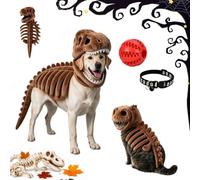 Dog Cat Pet Dinosaur Skeleton Costume, Adjustable Soft Dino Outfit Plush | Prehistoric Bone Pet Costumes Dog Halloween, Funny Adorable Glow in the Dark Dino Outfits For Party Family(D,45cm)