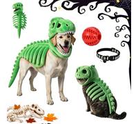 Dog Cat Pet Dinosaur Skeleton Costume, Adjustable Soft Dino Outfit Plush | Prehistoric Bone Pet Costumes Dog Halloween, Funny Adorable Glow in the Dark Dino Outfits For Party Family(E,45cm)