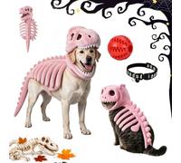 Dog Cat Pet Dinosaur Skeleton Costume, Adjustable Soft Dino Outfit Plush | Prehistoric Bone Pet Costumes Dog Halloween, Funny Adorable Glow in the Dark Dino Outfits For Party Family(G,45cm)
