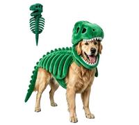 Dog Cat Pet Dinosaur Skeleton Costume, Pet Dinosaur Costume, Soft Plush T Rex Halloween Outfit 3D Dinosaur Bone Hood Outfits Clothes for Medium Large Pet Cosplay Party Family