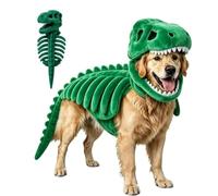 Dog Cat Pet Dinosaur Skeleton Costume, Pet Dinosaur Costume, Soft Plush T-Rex Skeleton Halloween Costume, 3D Cozy Dinosaur Skeleton Pet Costume, Funny Dog Dinosaur Costumes for Halloween，Green：120CM