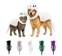 Dog Cat Pet Dinosaur Skeleton Costume, Pet Dinosaur Costume, Soft Plush T-Rex Skeleton Halloween Outfit, 3D Dinosaur Bone Hood Outfits Clothes for Medium Large Pet Cosplay Party Family (White, 120CM)