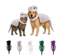 Dog Cat Pet Dinosaur Skeleton Costume, Pet Dinosaur Costume, Soft Plush T-Rex Skeleton Halloween Outfit, 3D Dinosaur Bone Hood Outfits Clothes for Medium Large Pet Cosplay Party Family (Gray, 90CM)