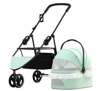 Dog Cat Pet Pram - 3-in-1 Foldable Pet Stroller w/Detachable Carrier Car Seat and Stroller - Lightweight Foldable 3-Wheel Cat Stroller Trolley for Small Dog Buggy Puppies,Green