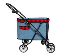 Dog cat pet Stroller 4 Wheel, Small Medium, Foldable Puppy Buggy Pushchair pram Jogger, Lightweight Travel Carrier, up to 25kg Decoration