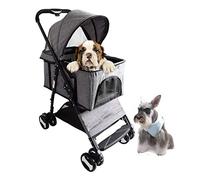 Dog cat pet Stroller for Small Medium Dogs, Foldable Lightweight Travel Puppy Buggy Pushchair pram 3 in 1, up to 20kg (Gray)