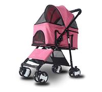 Dog cat pet Stroller for Small Medium Dogs, Foldable Lightweight Travel Puppy Buggy Pushchair pram 3 in 1, up to 20kg (Pink)