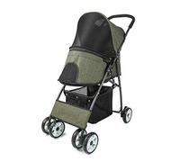 Dog cat pet Stroller with 4 Wheel,Foldable Lightweight Dog Buggy,Washable Puppy Pushchair pram,Travel Carrier for Cats and Dogs, Small Medium Size,Cup Holder Safety Buckle