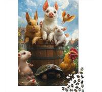 Dog Cat Pig Chicken Puzzle for Adults And Teenagers 500 Pieces Puzzles for Adults Brain Teaser Puzzle 500pcs (52x38cm)