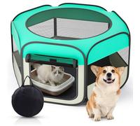 Dog Cat Playpen Cats Enclosure: 43.3x43.3x23.6in Large Size Portable Indoor Outdoor Foldable Pop Up Tent Whelping Birthing Box Crate Cage Pet Kitten Puppy Rabbits with Zipper Top Cover