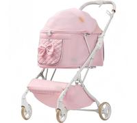 Dog Cat Pushchair,Pet Travel Stroller ,42*62*101cm Foldable Dog Pram ,dog pet buggy, Pet Stroller, Puppy Stroller with Front Pedal, Velcro, Storage Basket and Cup Holder, for Dogs and Cats Travel(Pink