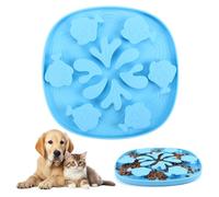 Dog Cat Slow Feeder, Silicone Non-Slip Enrichment Feeding Supplies, Mental Stimulating Puzzle Toys Treat Dispenser, Cute Flower Anti-Choking Pet Food Dish for Small Medium Breed (Blue)