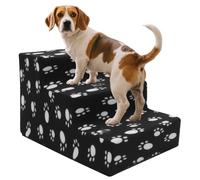 Dog Cat Steps, Foldable Pet Bedside Stairs with Removable Washable Cover and Instruction Manual, High Density Foam Pet Steps, Non Slip Fun Curved Dog Ladder Ramp for Bed Sofa Chair(black,4,one size)