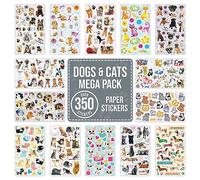Dog & Cat Stickers for Children to Scrapbook, Craft, Decorate - Over 350 Self Adhesive Paper Stickers 14 Designs - Party Bag Fillers for Kids, Boys, Girls - Pet Kittens, Puppies, Dachshund