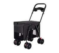 Dog Cat Stroller Foldable Pet Stroller with 4 Wheels Portable Dog Stroller with Cup Holder Cat Stroller for Medium Large Dogs Cats Pet Travel Carriage(Black)