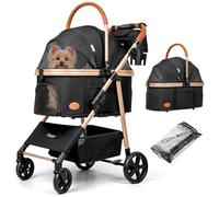 Dog Cat Stroller for Small/Medium Pets, 50 lbs, 3-in-1 Pet Stroller, Black