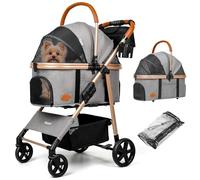 Dog Cat Stroller for Small/Medium Pets, 50 lbs, 3-in-1 Pet Stroller, Grey