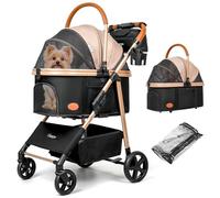 Dog Cat Stroller for Small/Medium Pets, 50 lbs, 3-in-1 Pet Stroller, Khaki