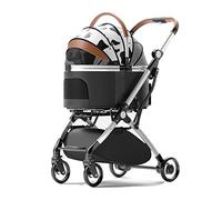 Dog Cat Stroller Pet Jogger Wagon Foldable Cart with 4 Wheels Dog and Cat Pet Equipment 3-in-1 Multi-Directional Ventilation Inlet and Outlet Holds Pets Up to 15 Kg / 33 Lbs (Color : White)