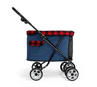 Dog Cat Stroller Pet Jogger Wagon Foldable Cart with 4 Wheels Multi-Directional Ventilation Inlet and Outlet Cat and Dog Cart Traveling Holds Pets Up to 12.5 Kg / 27.6 Lbs (Color : Blue 1)
