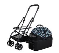 Dog Cat Stroller Pet Jogger Wagon Foldable Cart with 4 Wheels Multi-Directional Ventilation Inlet and Outlet Cat and Dog Cart with Bottom Storage Holds Pets Up to 20 Kg / 44 Lbs (Color : Black)