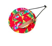 Dog Cat Sunshade Anti-strangle Hat Exposed Ears Adjustable Rope Buckle Bucket Hat Pet Supplies (M,Big red Flower)